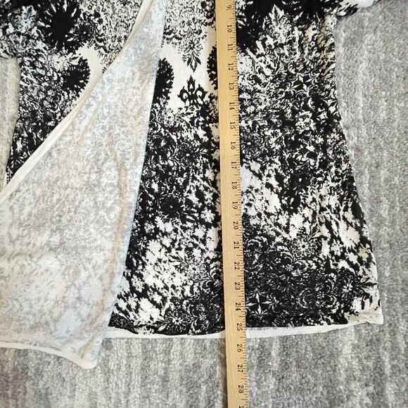 Soma Intimates Open Front Cardigan Knit Sweater Black White Print Size S *STAINS - Picture 8 of 12